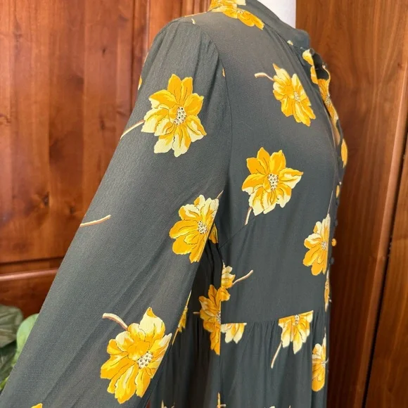 Madewell Dark Green Dress with Yellow Floral Print - Picture 8 of 13